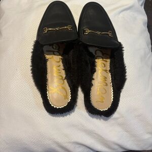 Sam Edelman Black Mules with Gold Accents